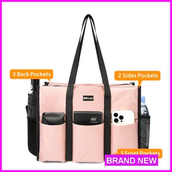 Utility Tote Bag Water Resistant Multi Pocket Professional Chic Work Essential